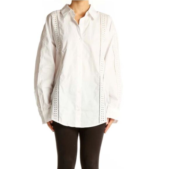 English Factory Eyelet Detail Cotton Button-Up
Shirt L NWT - Picture 6 of 11